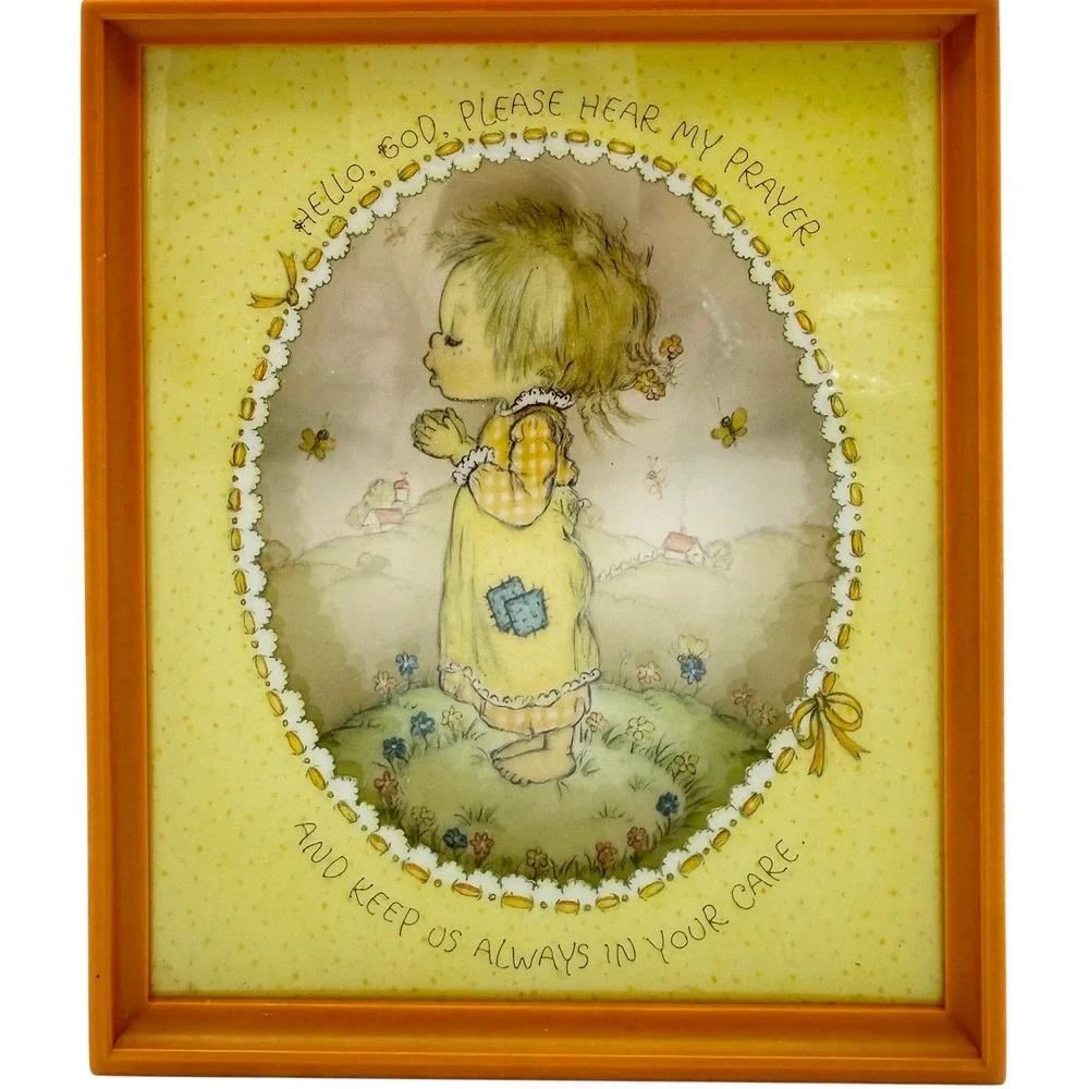 Vintage 1979 Hallmark Betsey Clark Scene Setters Prayer Shadow Box Wall Art
